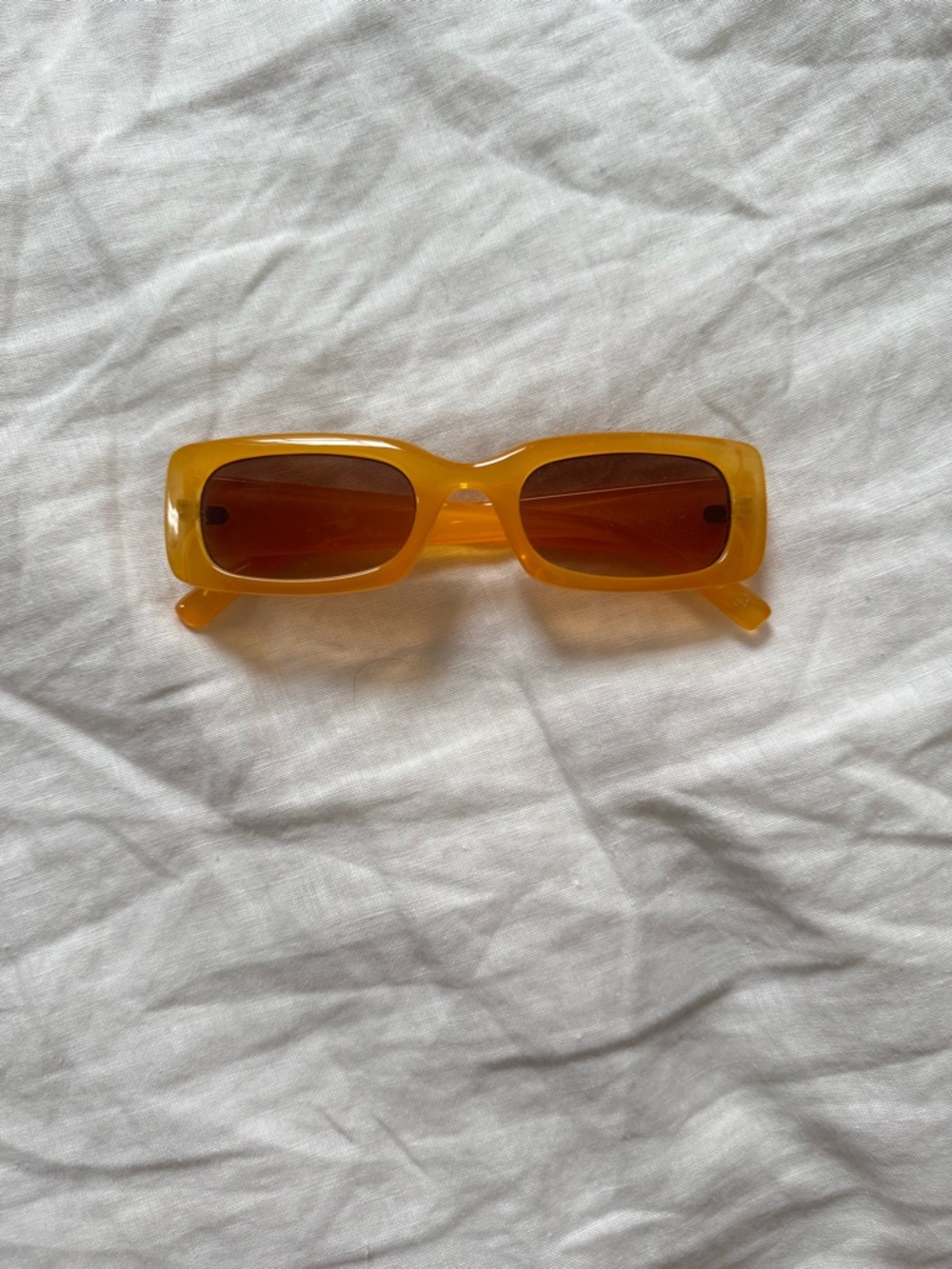 Yellow Rectangular Vintage-Style Sunglasses